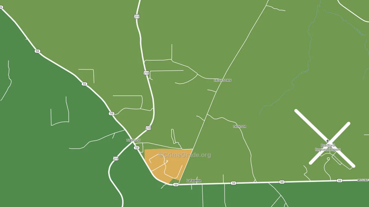 Irishtown, PA Map of Vehicle Theft Rates