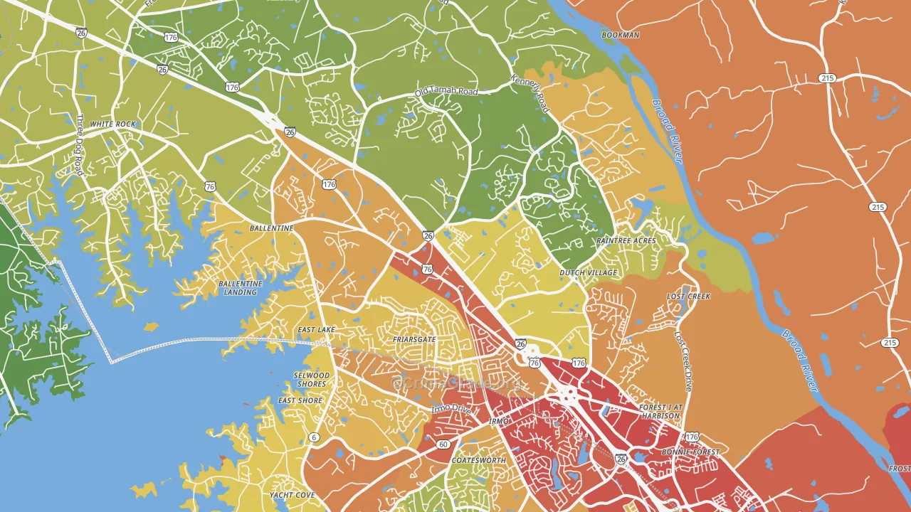Irmo, SC Map of Vehicle Theft Rates
