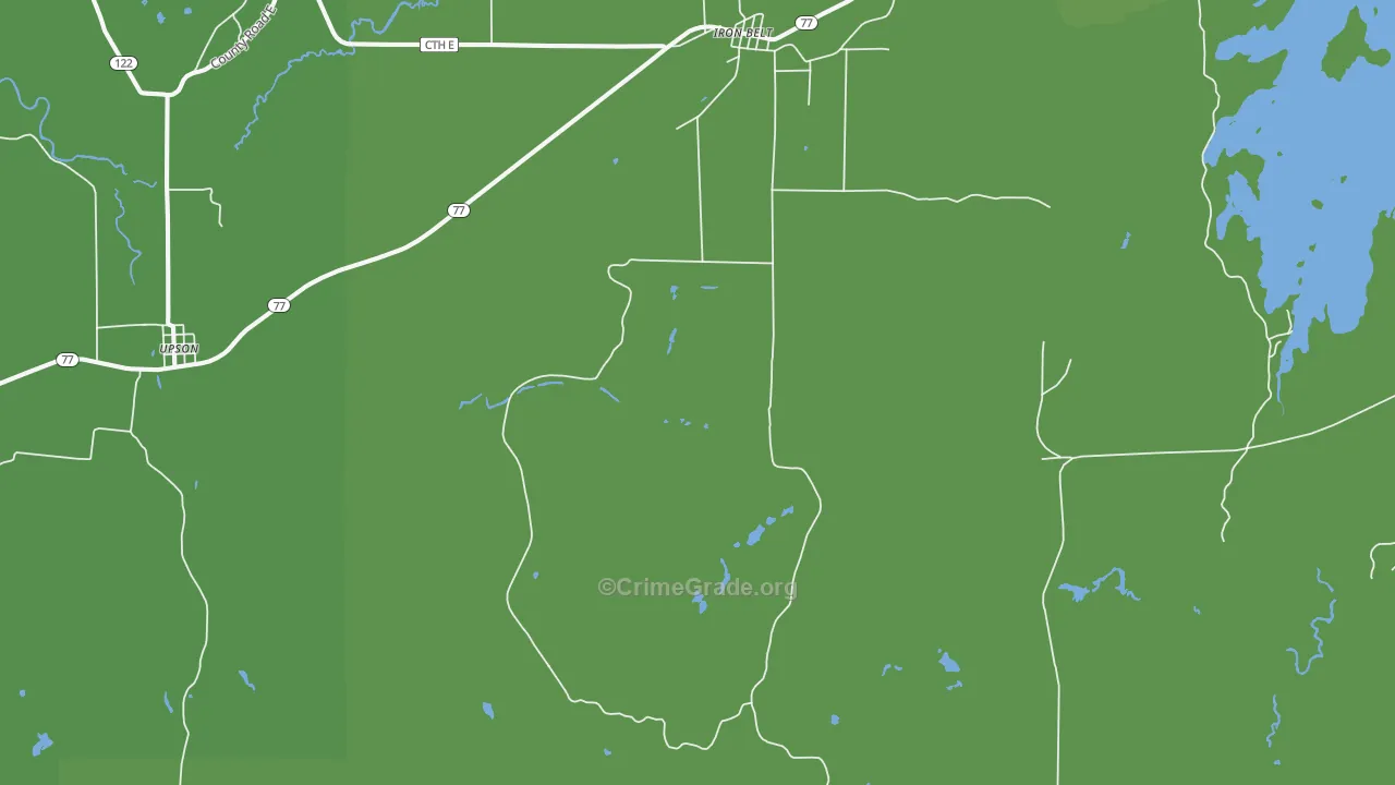 Iron Belt, WI Map of Vehicle Theft Rates