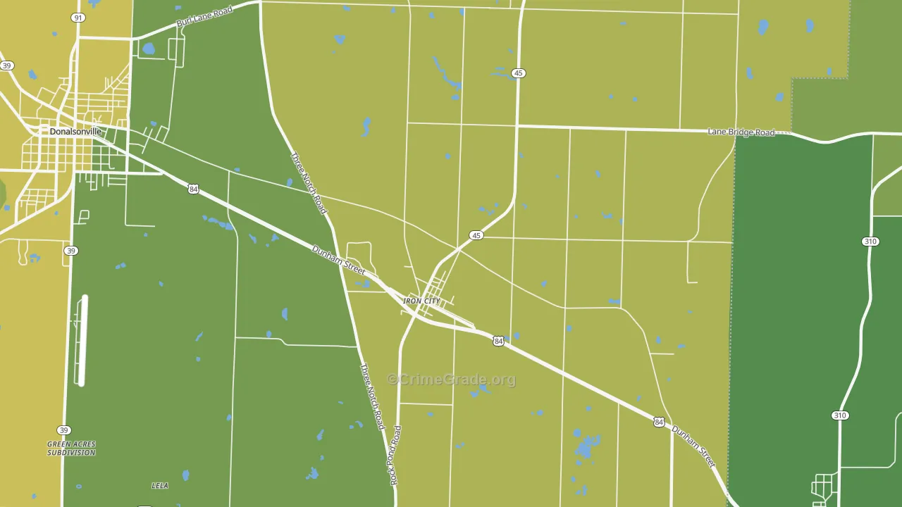 Iron City, GA Map of Vehicle Theft Rates