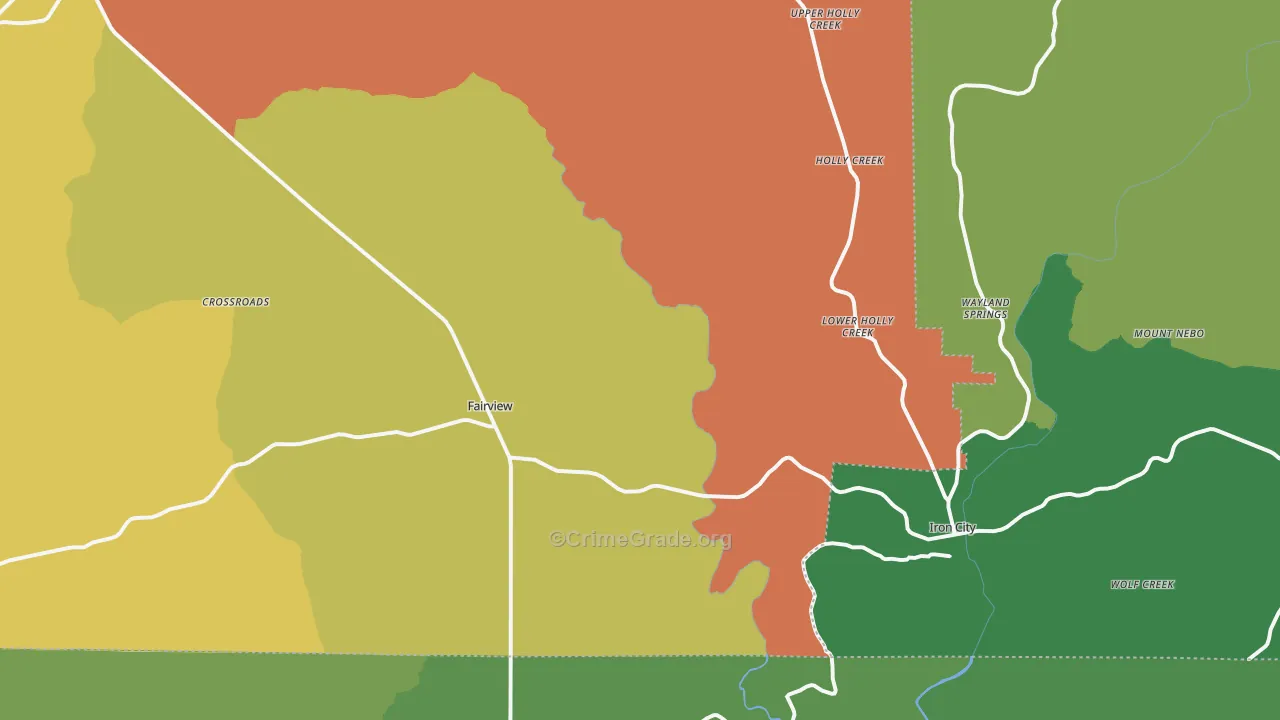 Iron City, TN Map of Vehicle Theft Rates