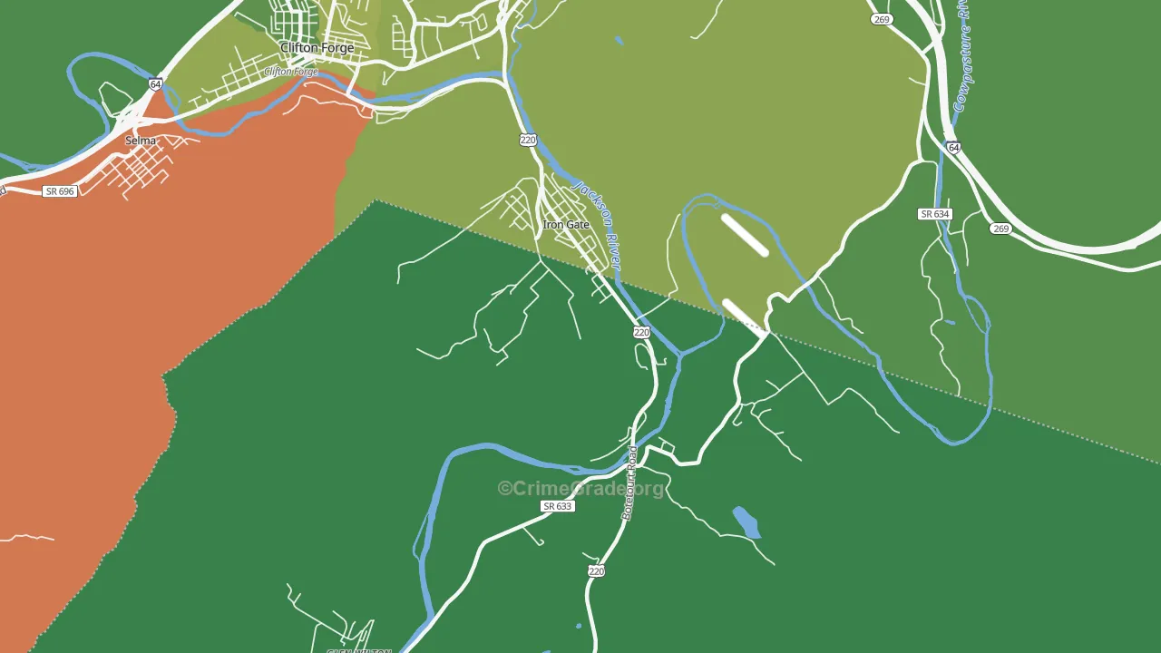 Iron Gate, VA Map of Vehicle Theft Rates