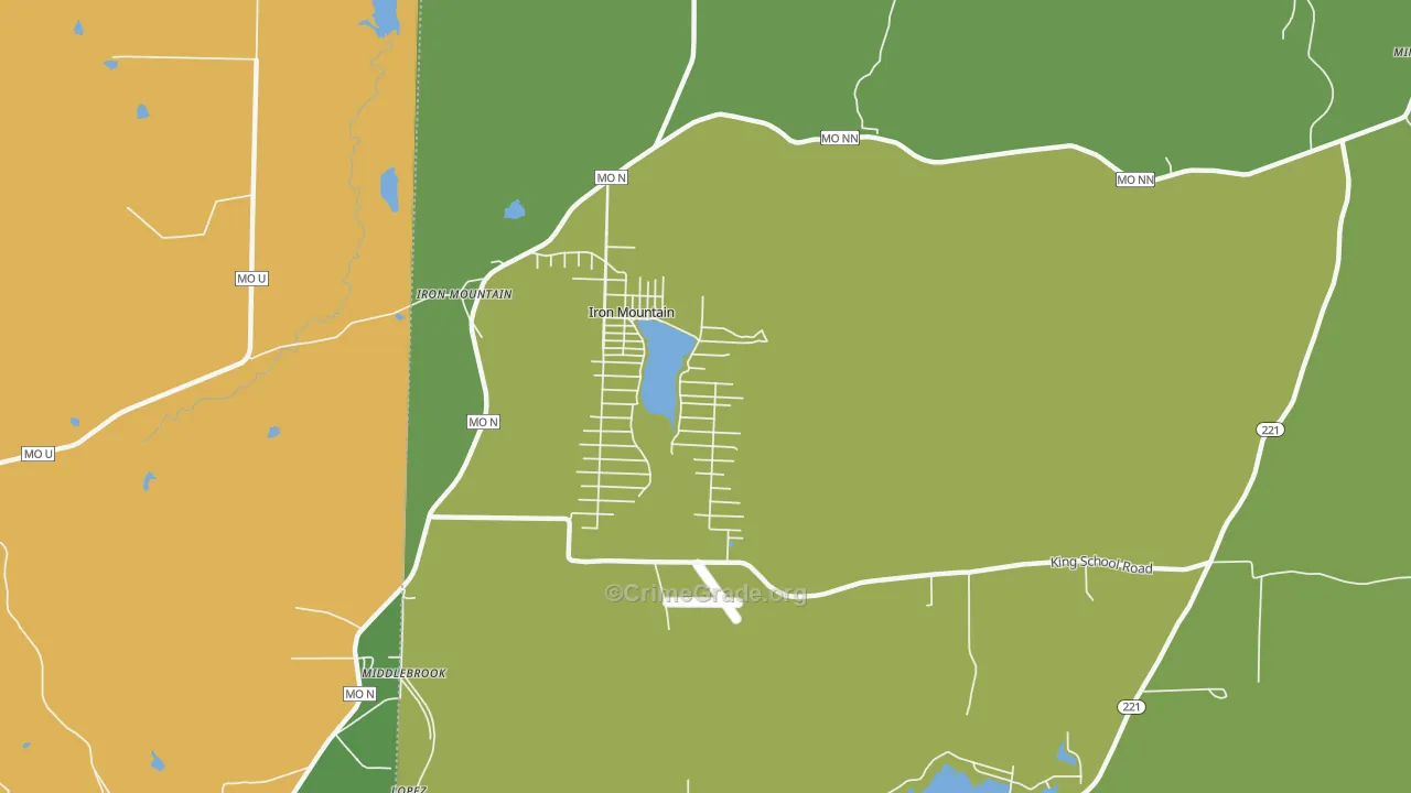 Iron Mountain Lake, MO Map of Vehicle Theft Rates