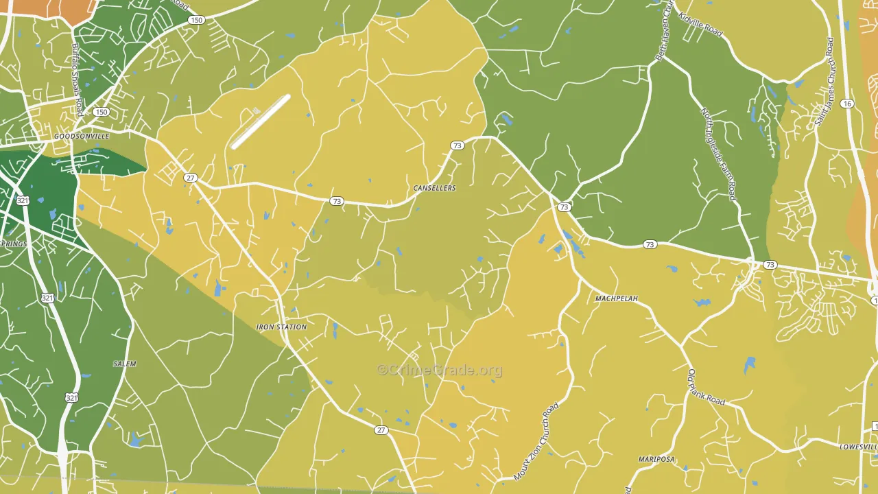 Iron Station, NC Map of Vehicle Theft Rates