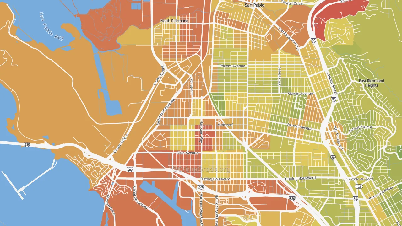 Iron Triangle, Richmond, CA Map of Vehicle Theft Rates