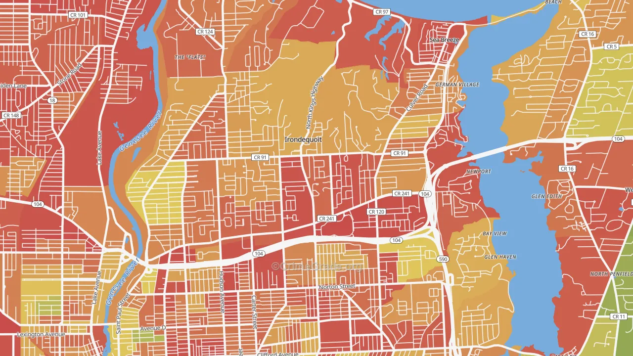Irondequoit, NY Map of Vehicle Theft Rates