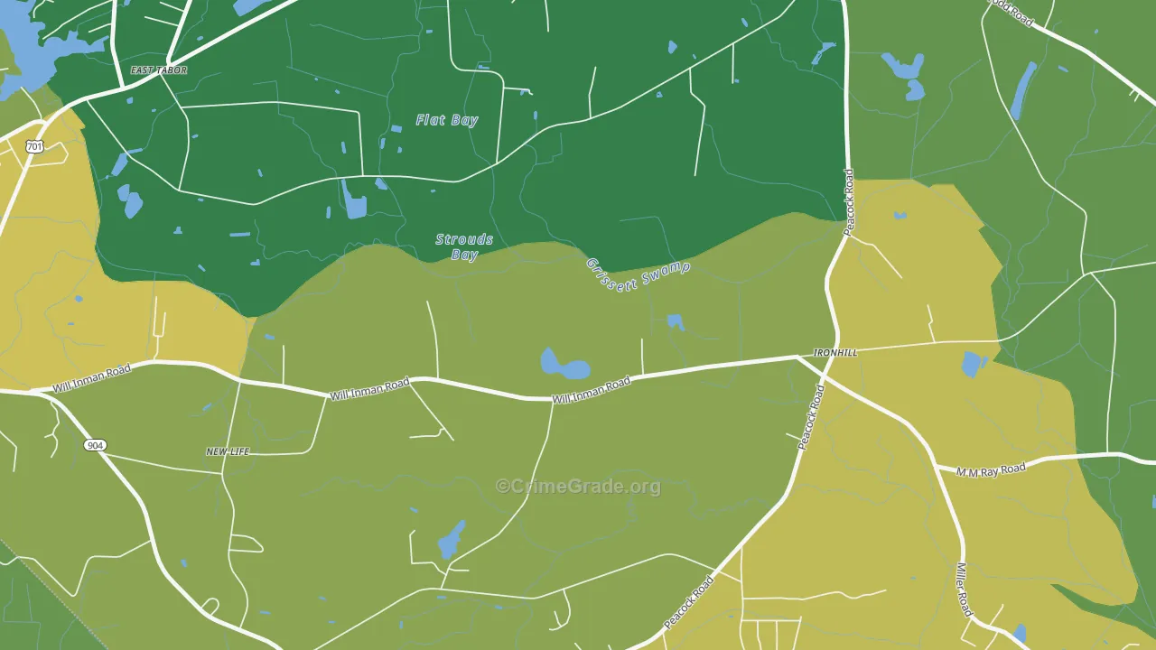 Ironhill, NC Map of Vehicle Theft Rates