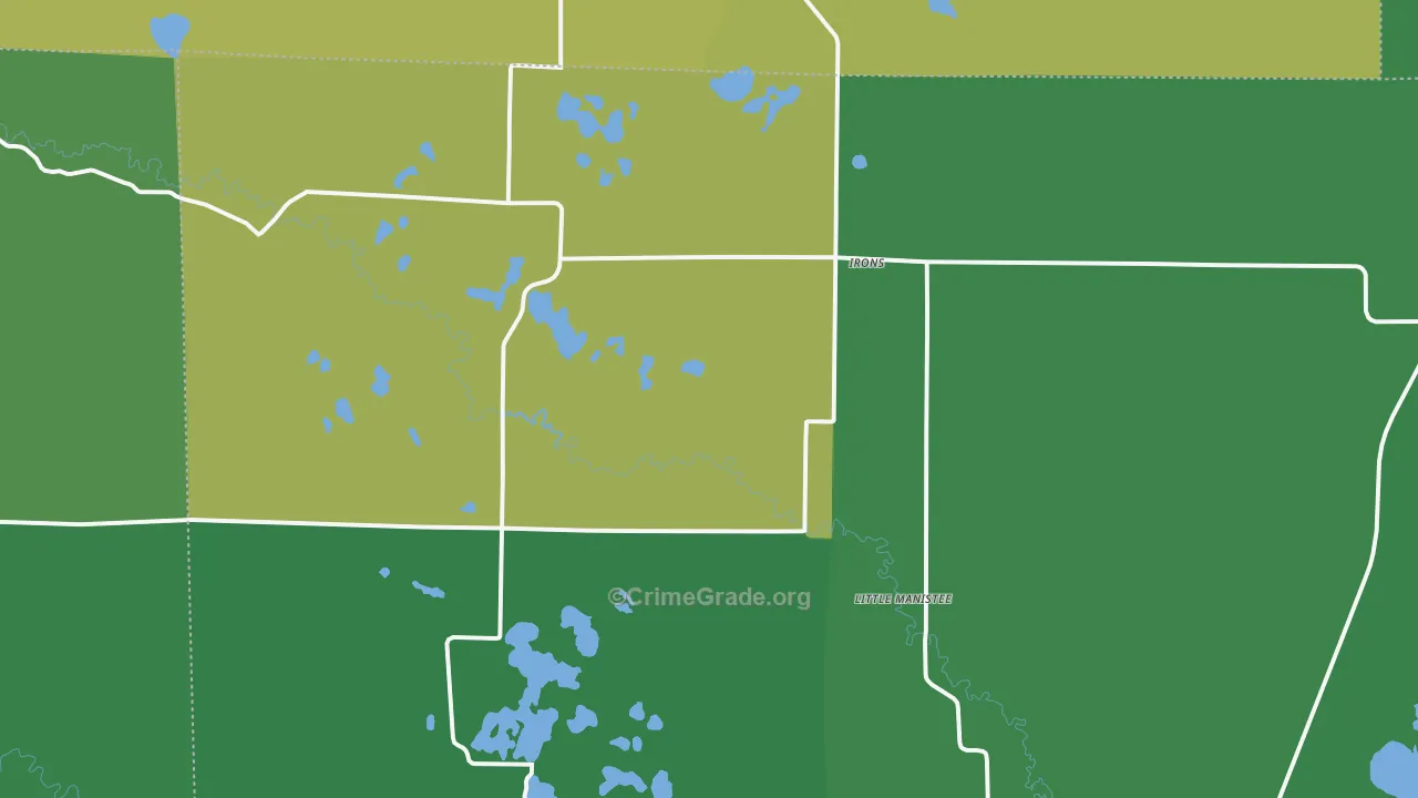 Irons, MI Map of Vehicle Theft Rates