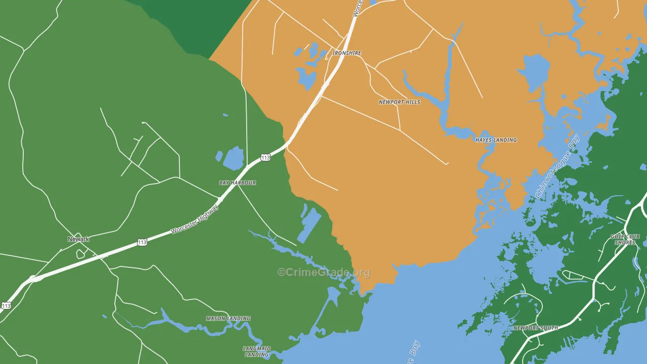 Ironshire, MD Map of Vehicle Theft Rates