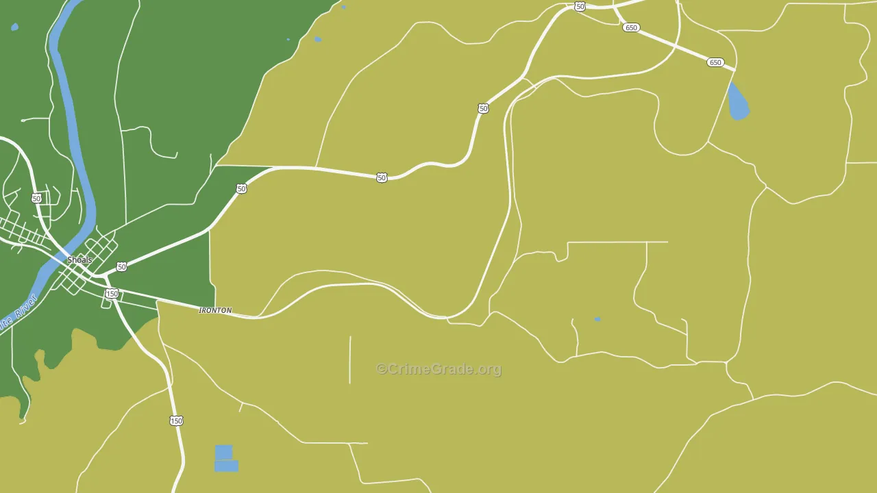 Ironton, IN Map of Vehicle Theft Rates