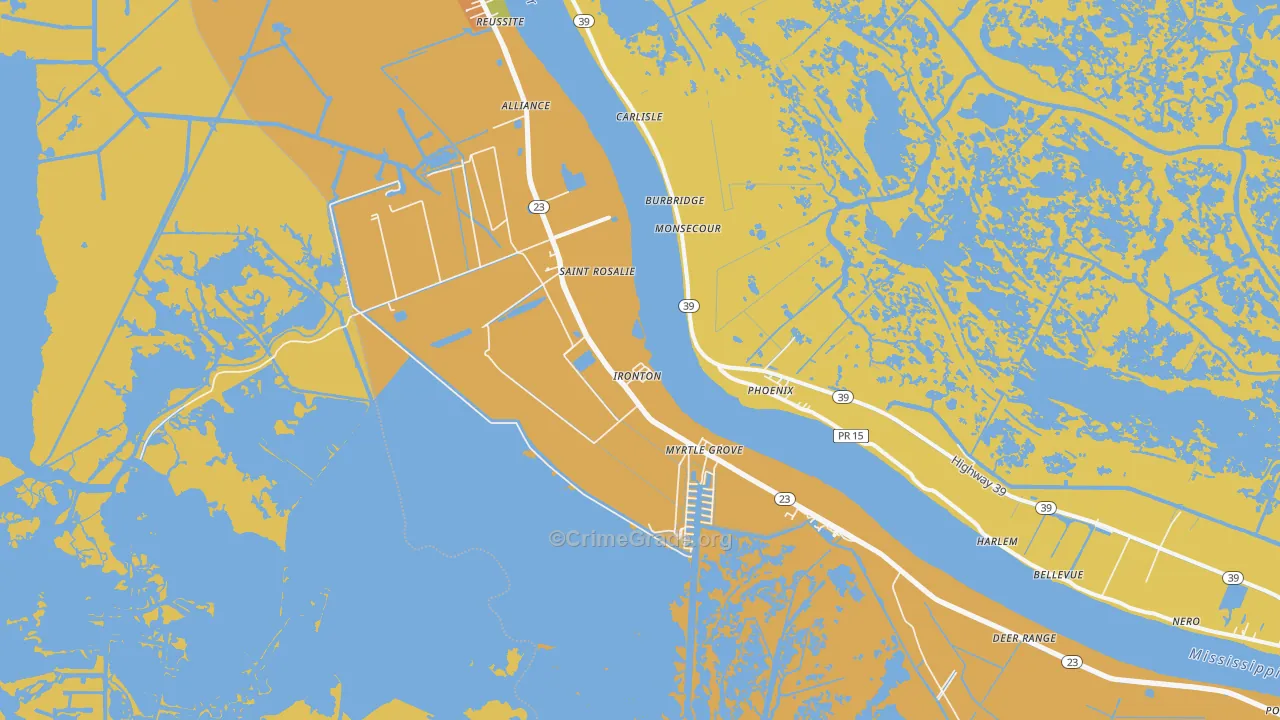 Ironton, LA Map of Vehicle Theft Rates