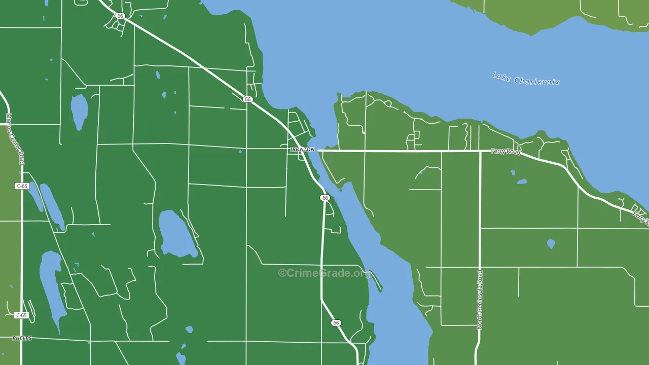Ironton, MI Map of Vehicle Theft Rates