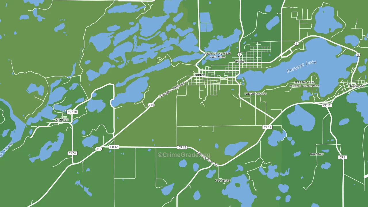 Ironton, MN Map of Vehicle Theft Rates