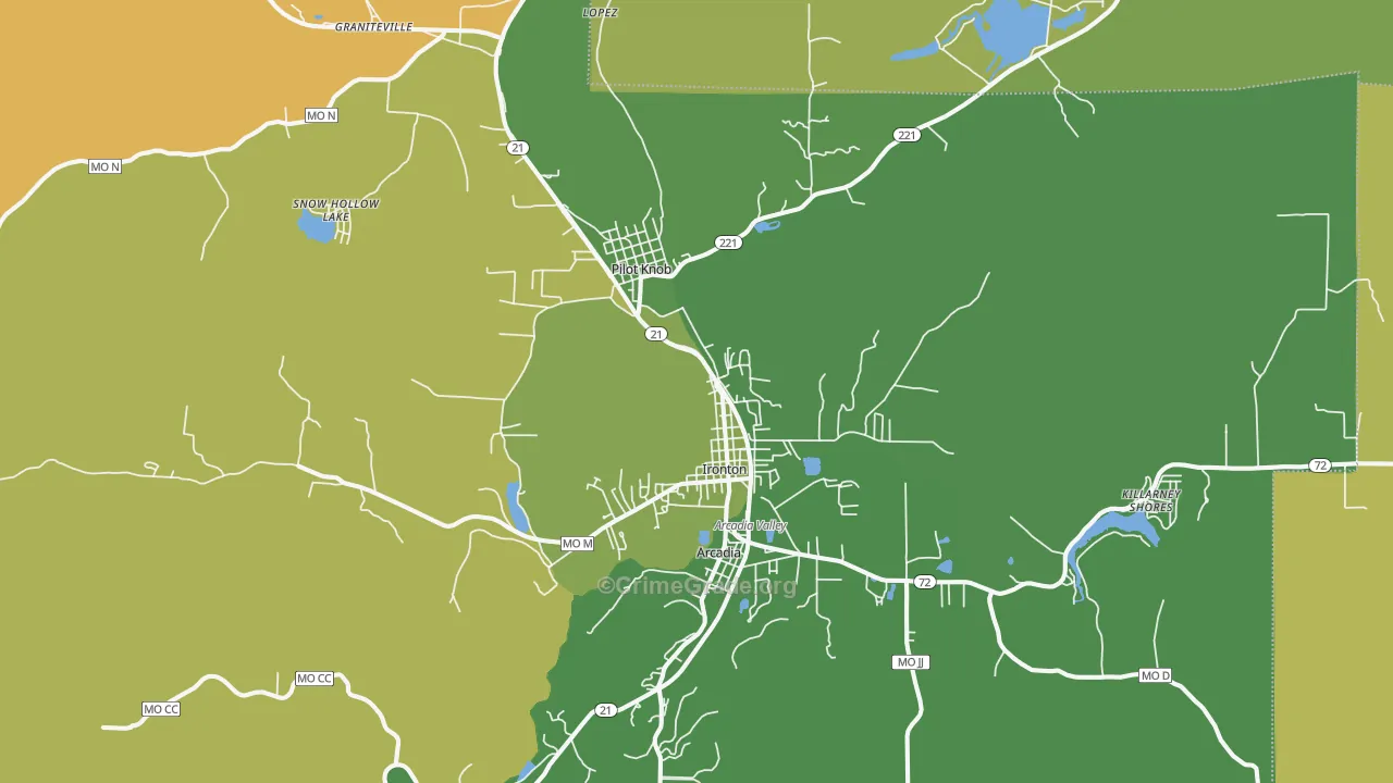Ironton, MO Map of Vehicle Theft Rates