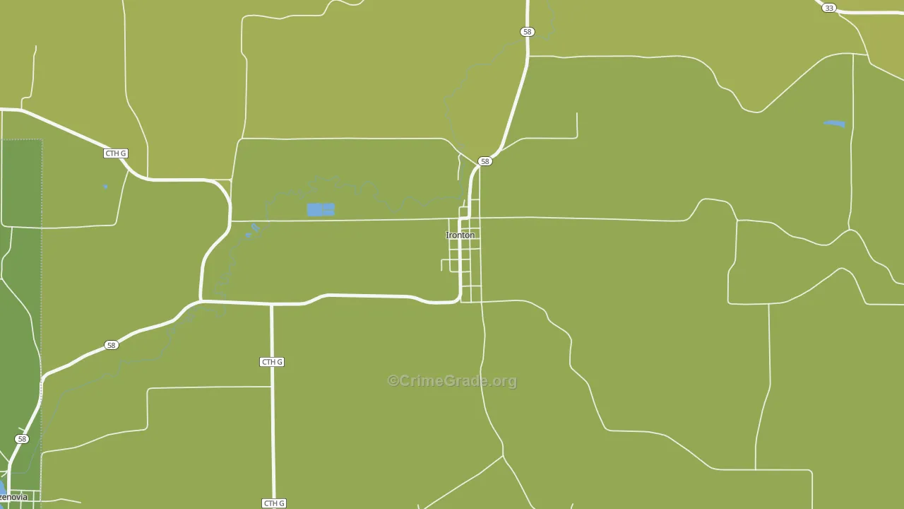 Ironton, WI Map of Vehicle Theft Rates