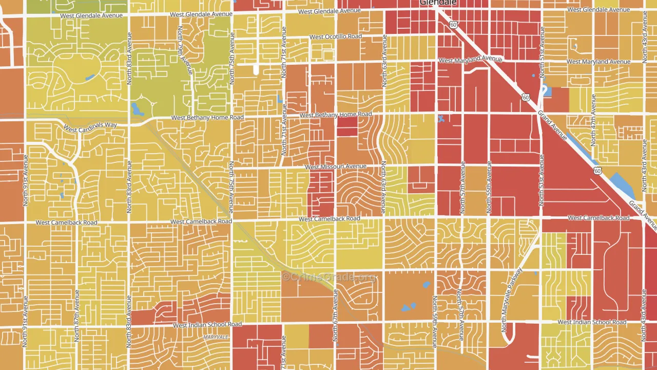 Ironwood Terrace, Glendale, AZ Map of Vehicle Theft Rates