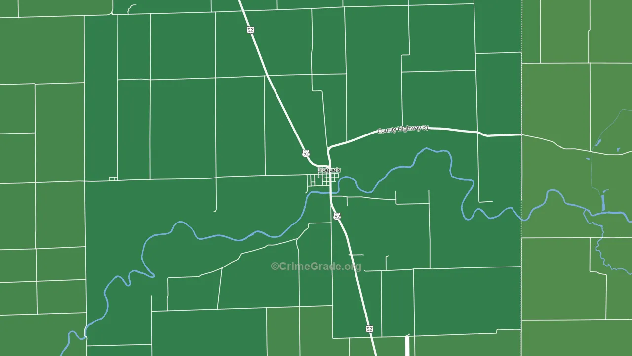 Iroquois, IL Map of Vehicle Theft Rates
