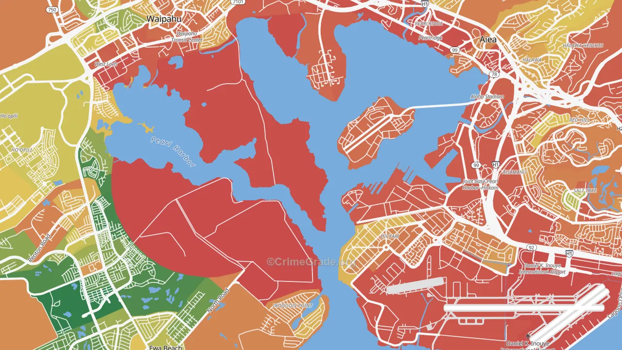 Iroquois Point, HI Map of Vehicle Theft Rates