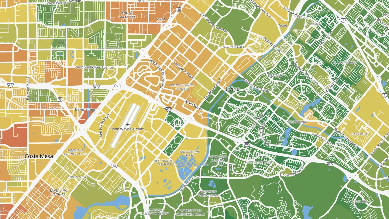 Irvine Business Complex, Irvine, CA Map of Vehicle Theft Rates