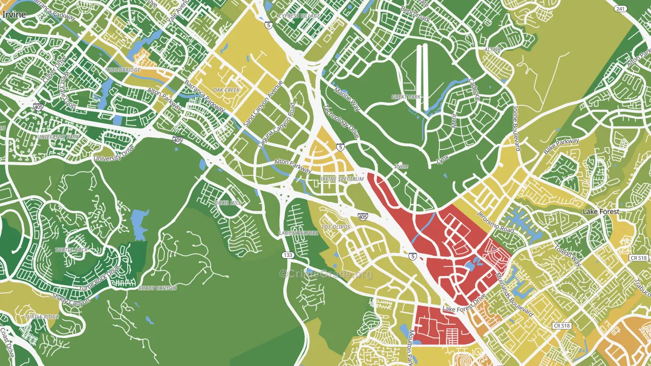 Irvine Health and Science Complex, Irvine, CA Map of Vehicle Theft Rates