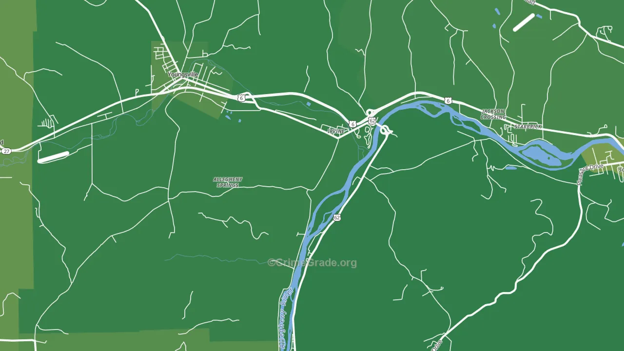 Irvine, PA Map of Vehicle Theft Rates
