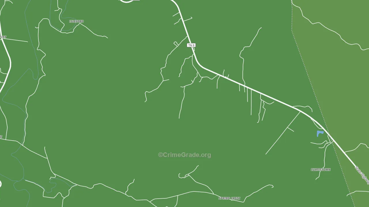 Irving College, TN Map of Vehicle Theft Rates