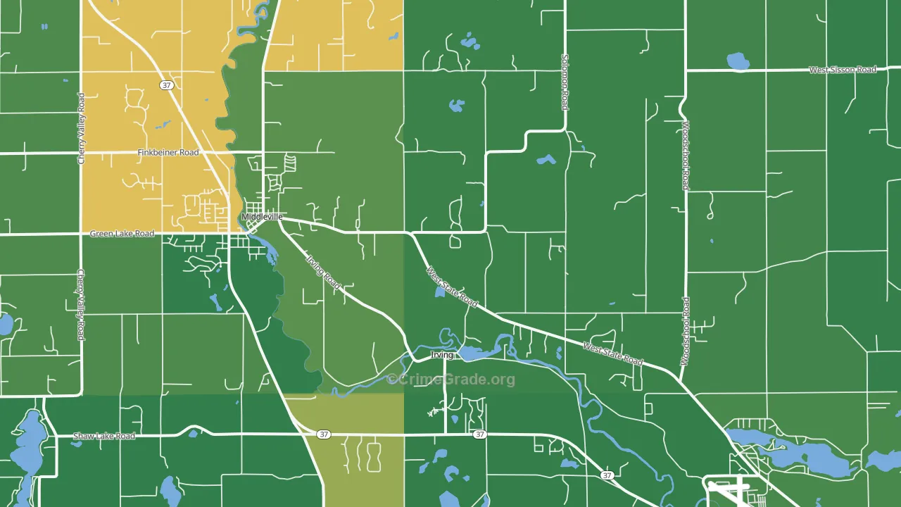 Irving, MI Map of Vehicle Theft Rates