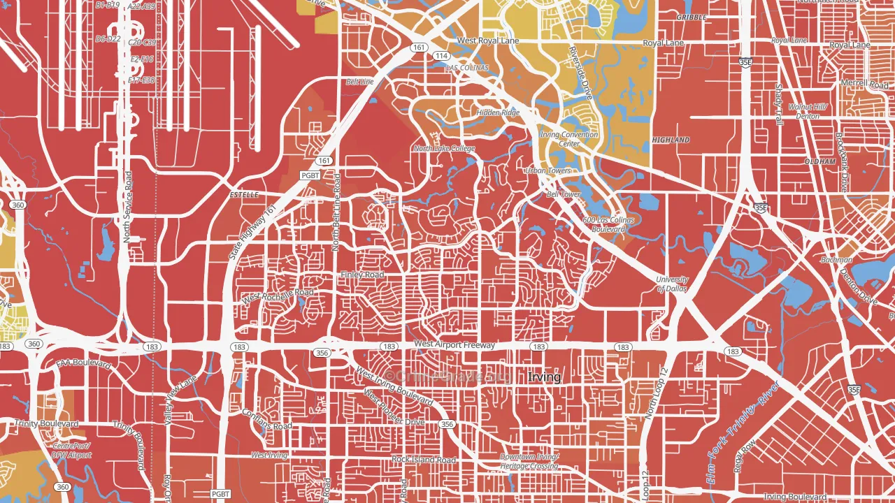 Irving, TX Map of Vehicle Theft Rates