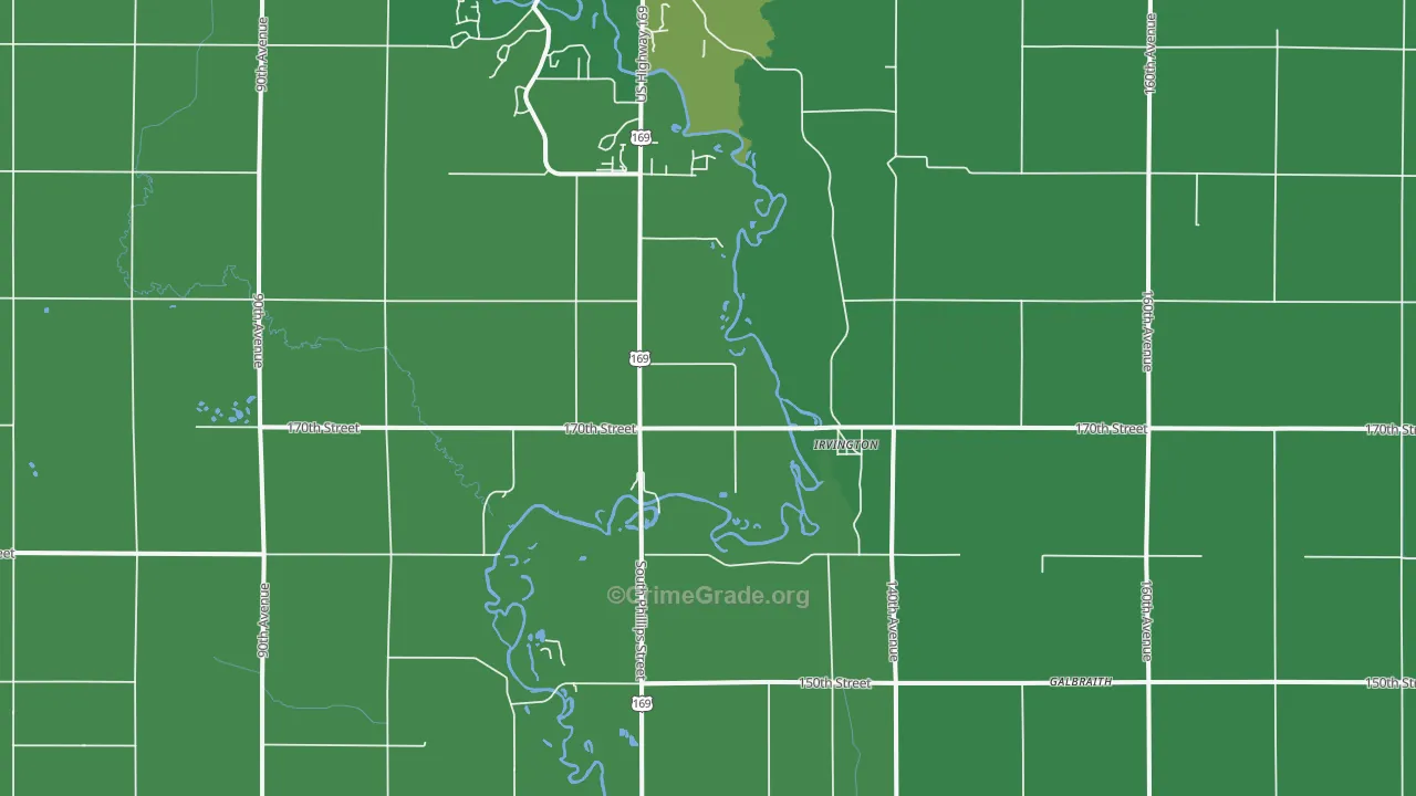 Irvington, IA Map of Vehicle Theft Rates