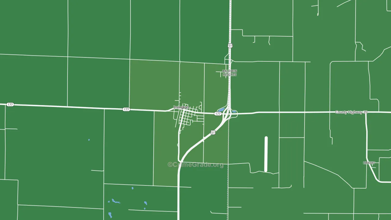 Irvington, IL Map of Vehicle Theft Rates