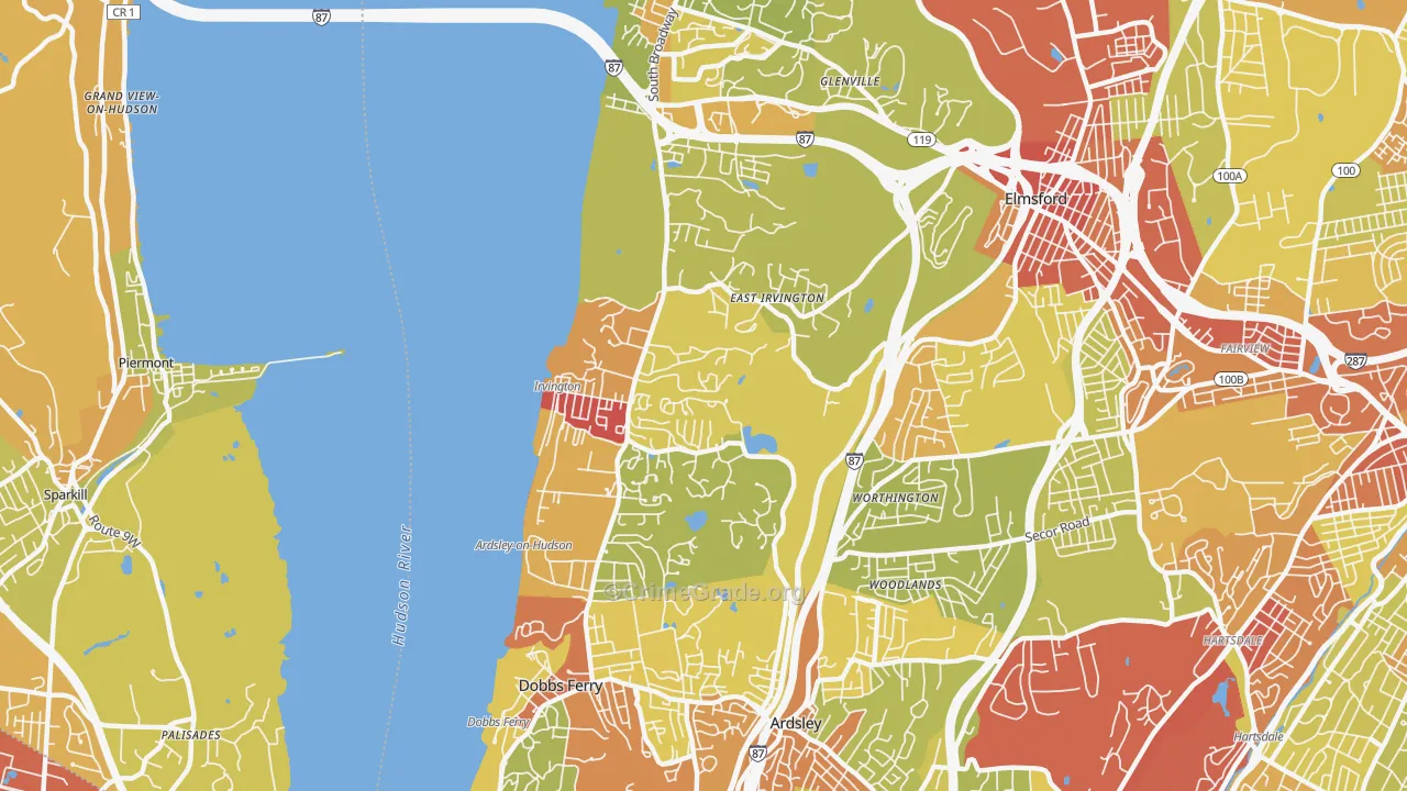 Irvington, NY Map of Vehicle Theft Rates