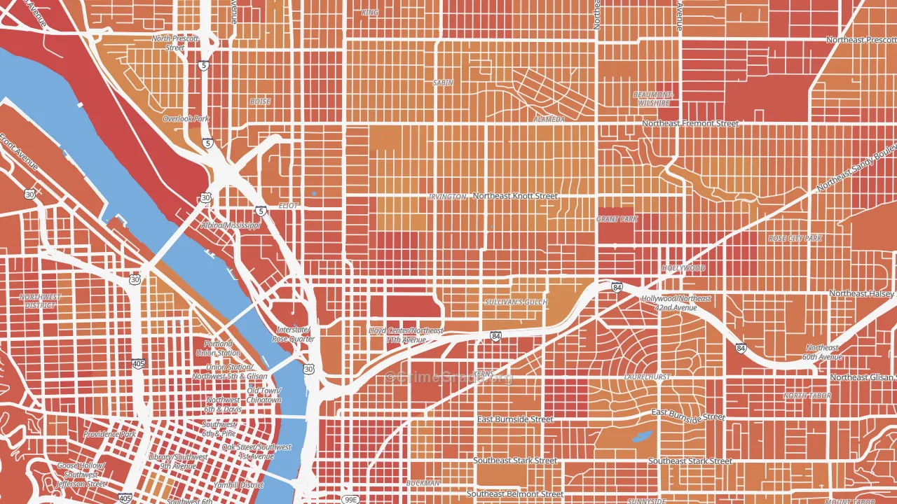 Irvington, Portland, OR Map of Vehicle Theft Rates