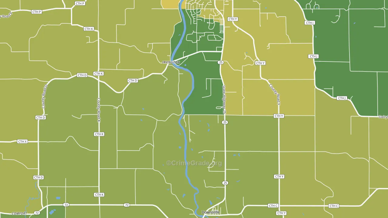 Irvington, WI Map of Vehicle Theft Rates