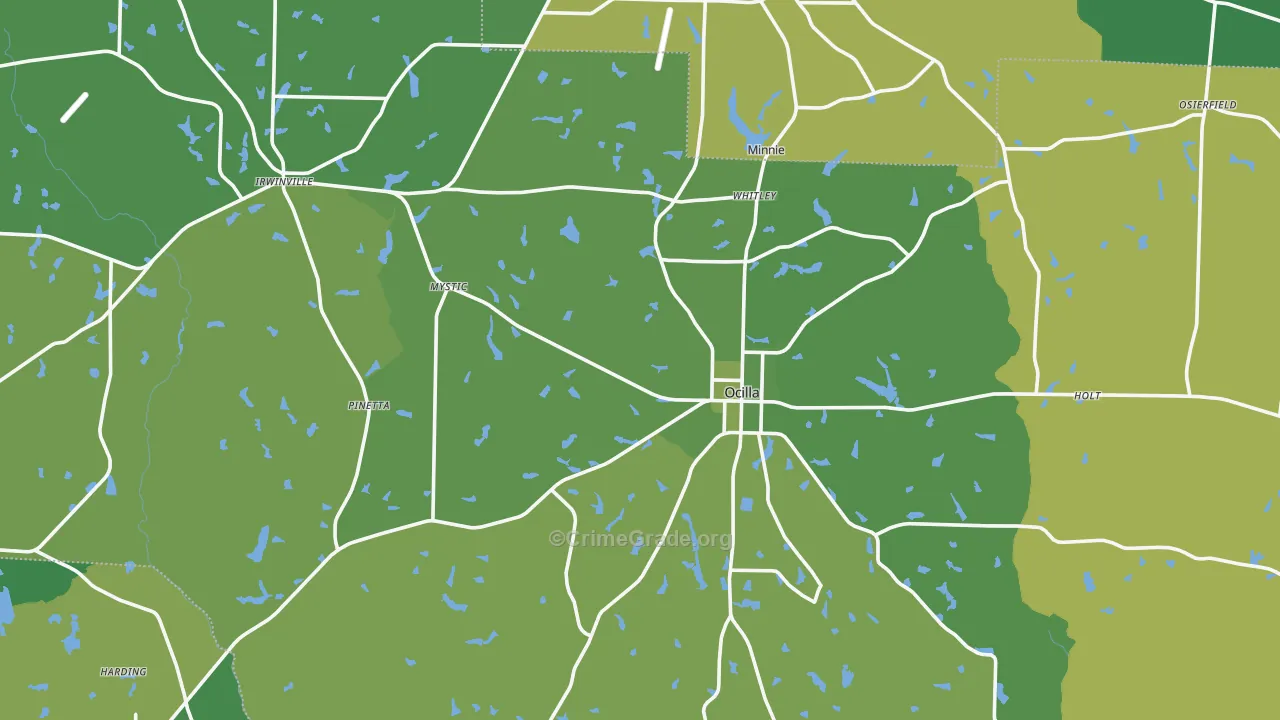 Irwin County, GA Map of Vehicle Theft Rates