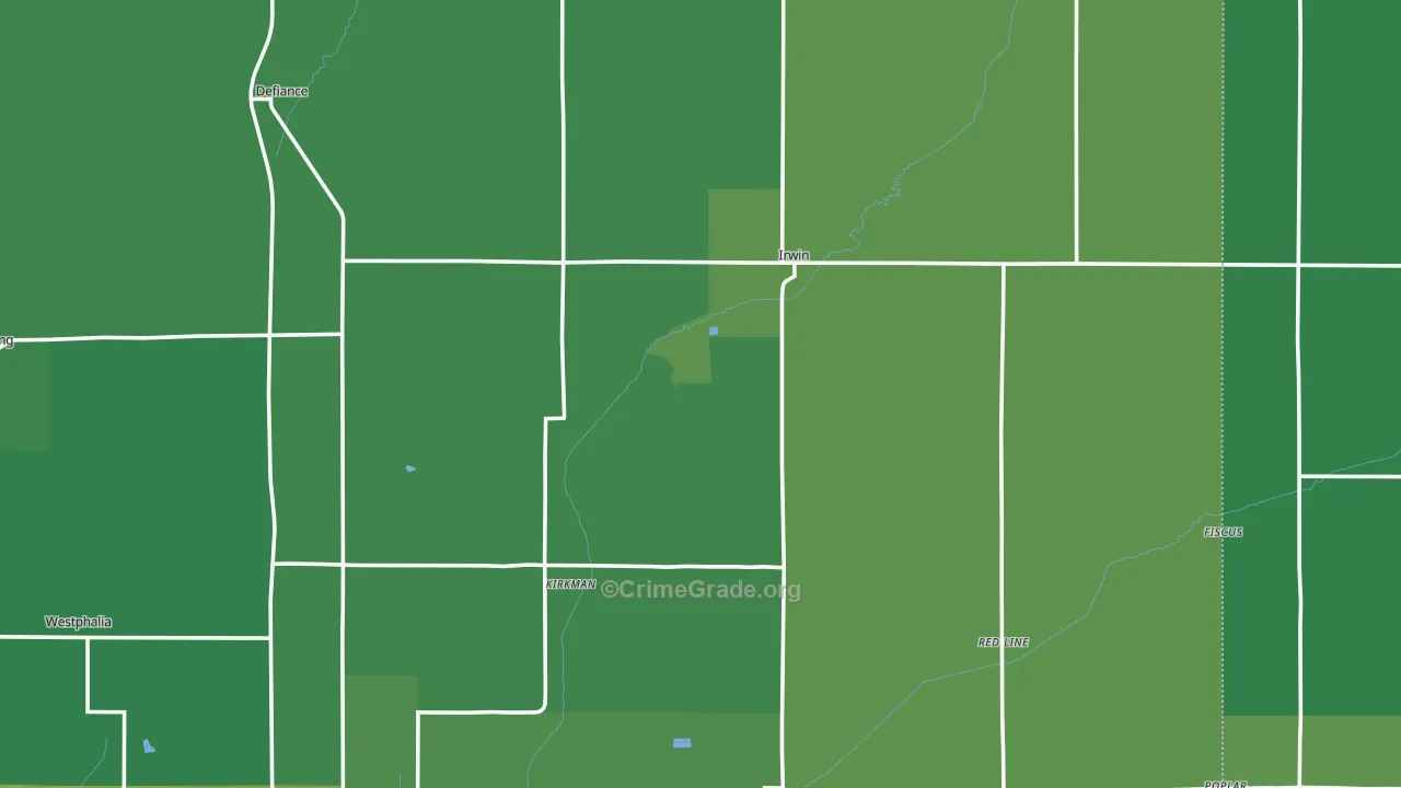 Irwin, IA Map of Vehicle Theft Rates