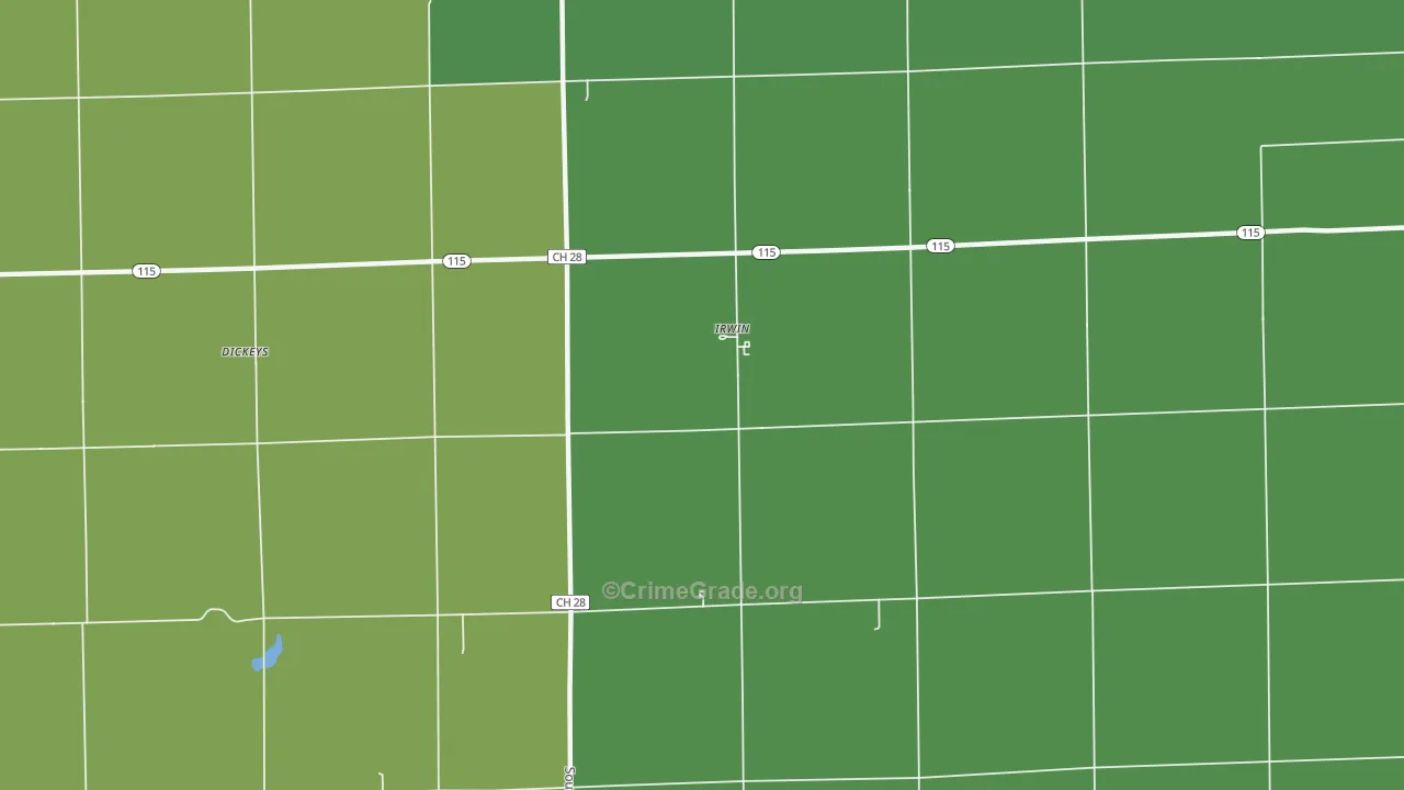 Irwin, IL Map of Vehicle Theft Rates