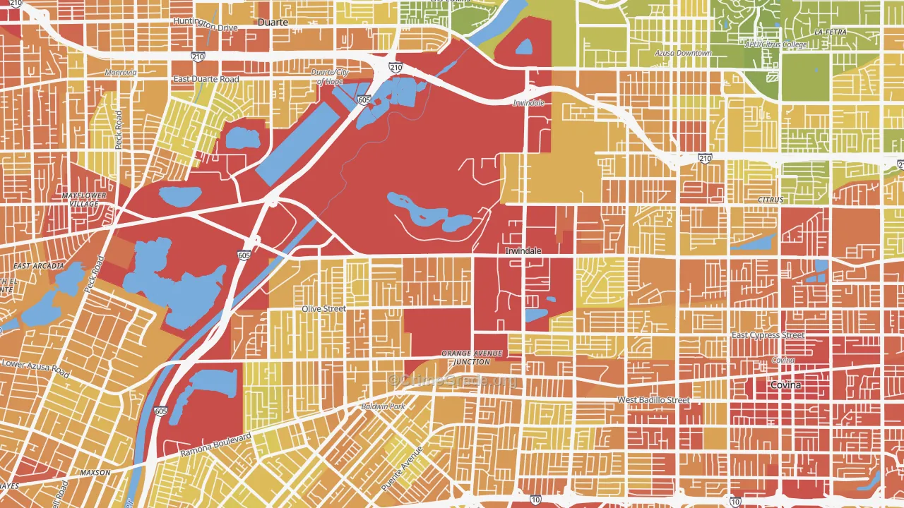 Irwindale, CA Map of Vehicle Theft Rates