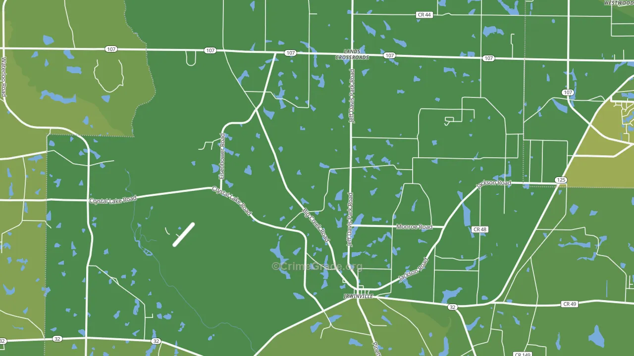 Irwinville, GA Map of Vehicle Theft Rates