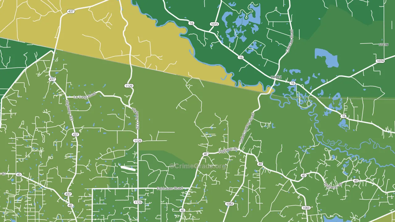 Isabel, LA Map of Vehicle Theft Rates