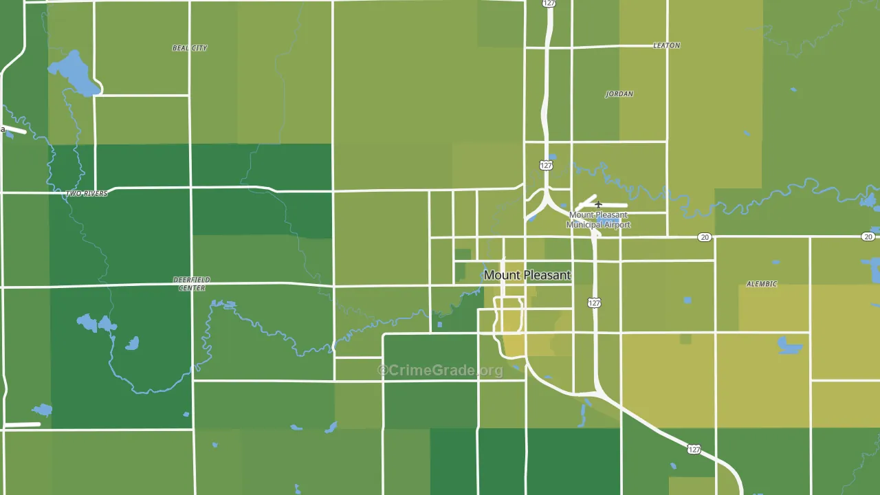 Isabella County, MI Map of Vehicle Theft Rates
