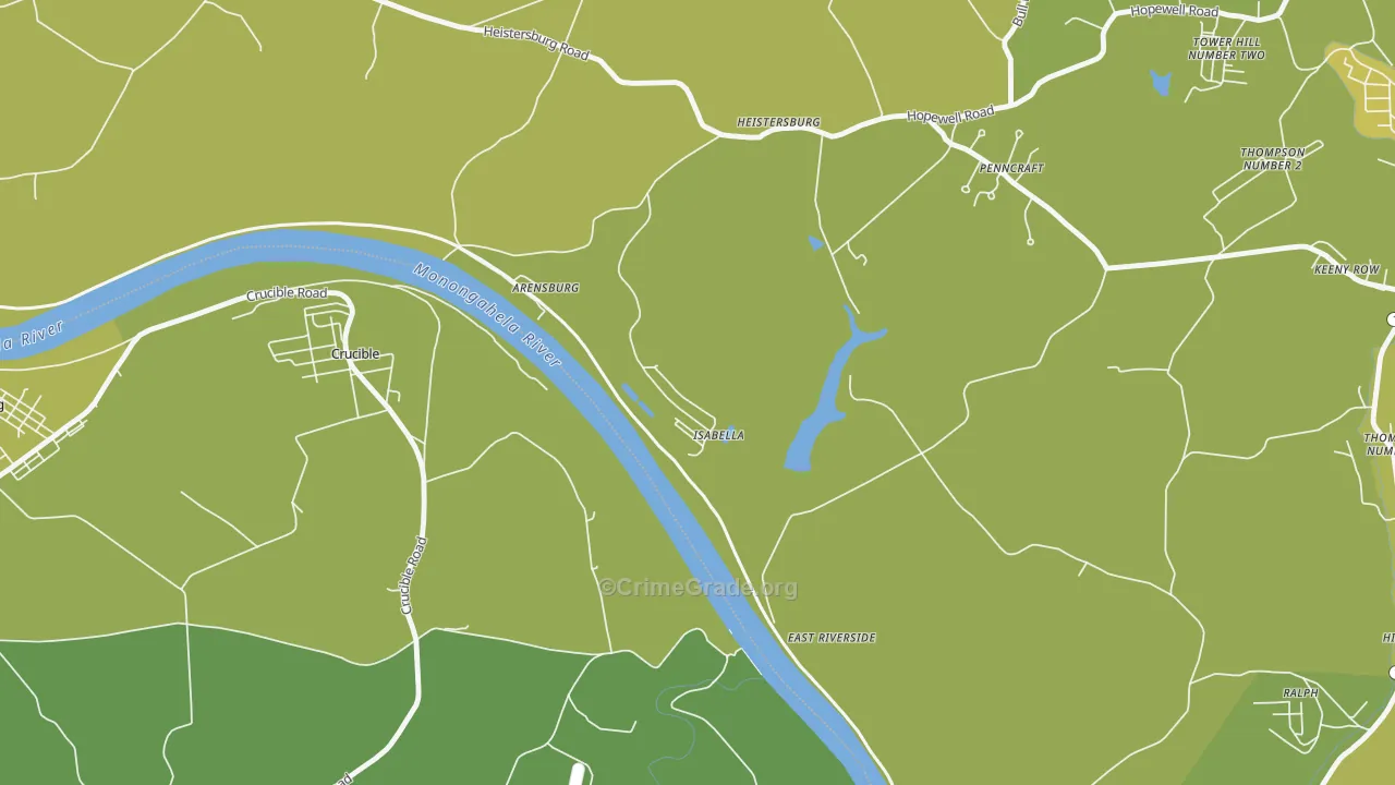 Isabella, PA Map of Vehicle Theft Rates