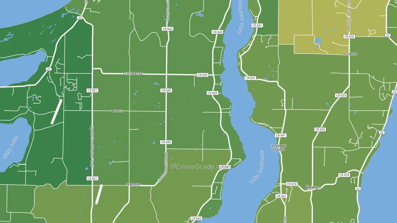 Isadore, MI Map of Vehicle Theft Rates