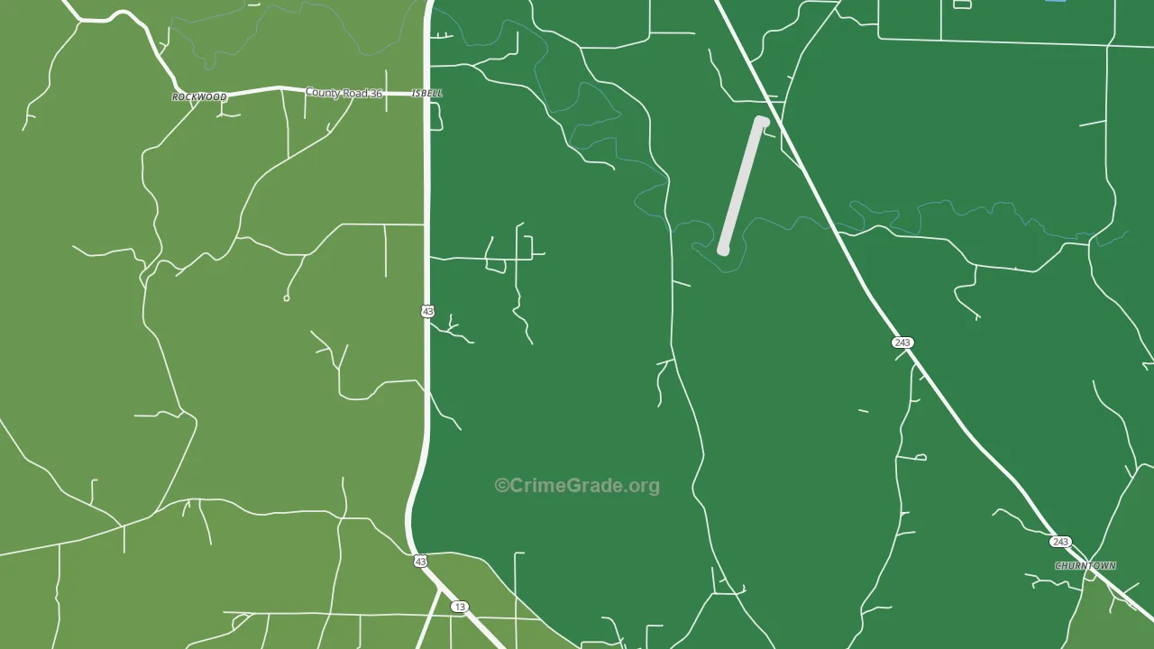 Isbell, AL Map of Vehicle Theft Rates