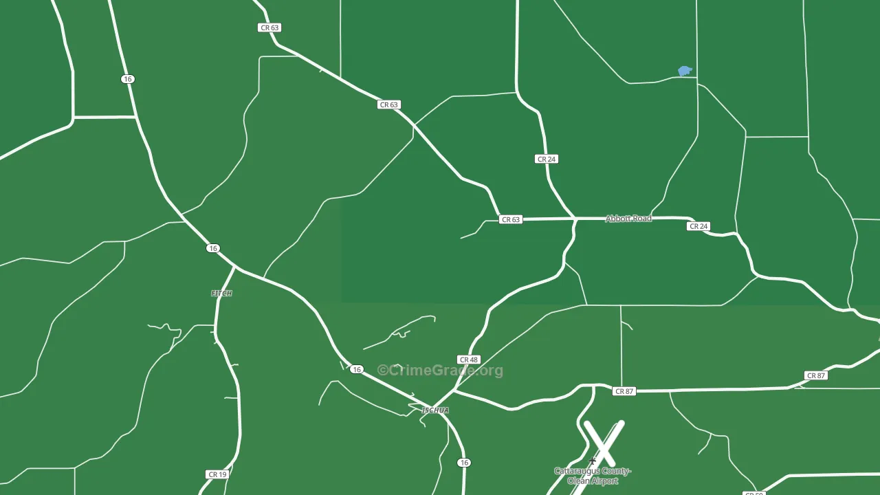 Ischua, NY Map of Vehicle Theft Rates