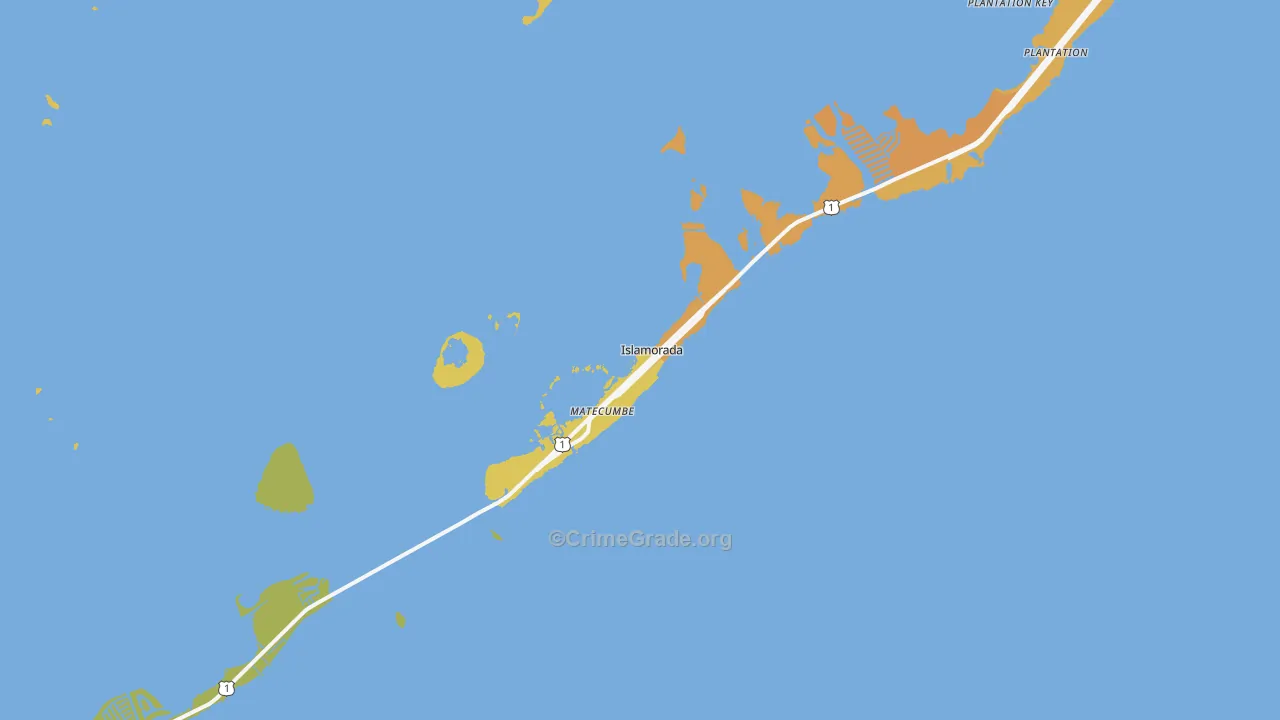 Islamorada, FL Map of Vehicle Theft Rates