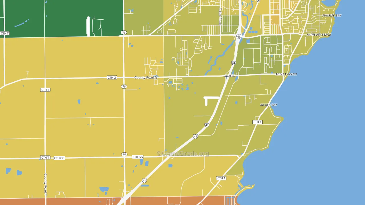 Island Beach, WI Map of Vehicle Theft Rates