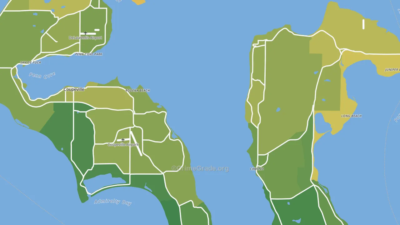 Island County, WA Map of Vehicle Theft Rates