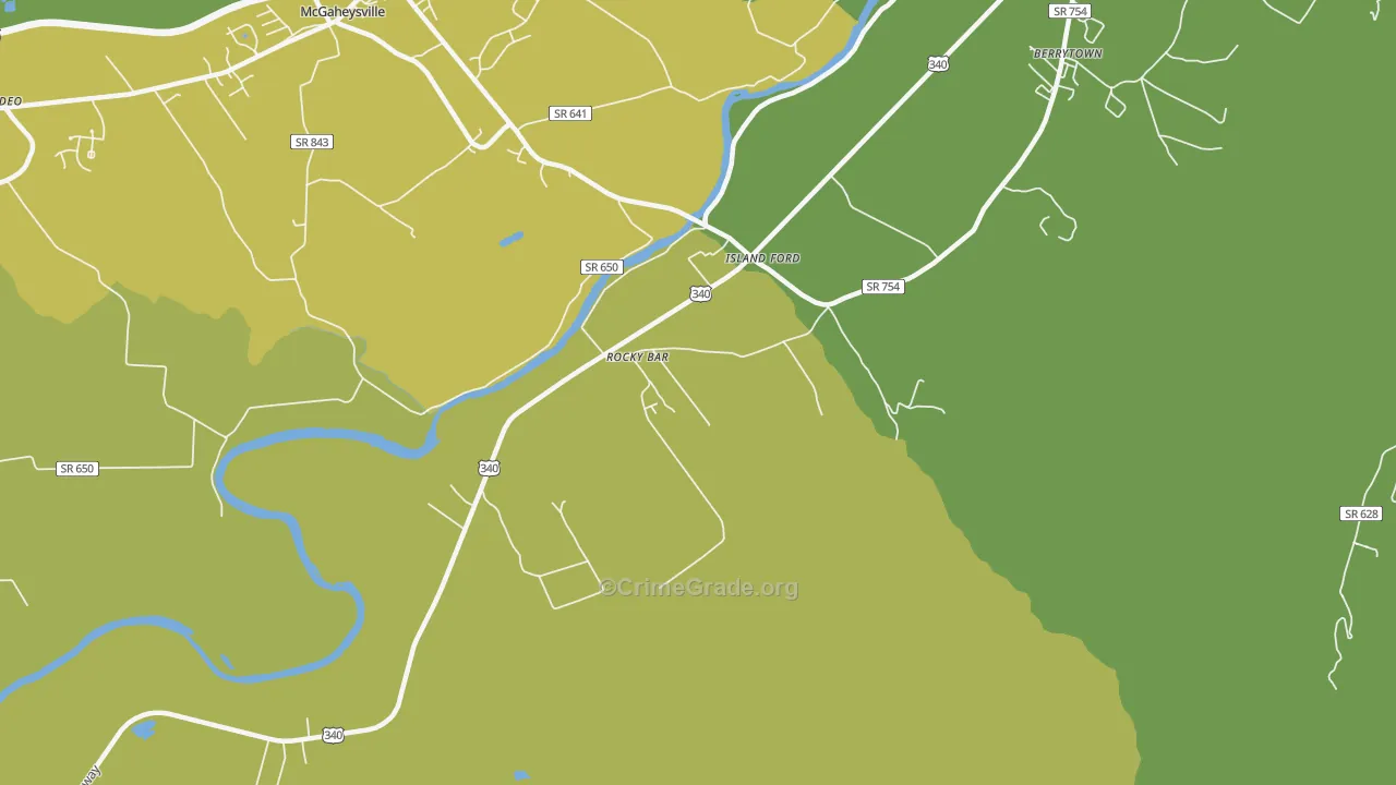 Island Ford, VA Map of Vehicle Theft Rates