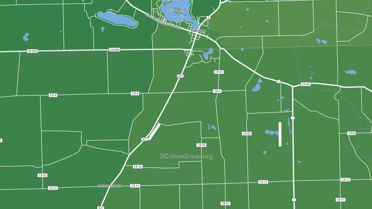 Island Park, IN Map of Vehicle Theft Rates