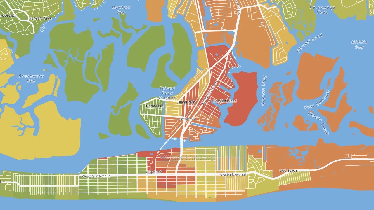 Island Park, NY Map of Vehicle Theft Rates